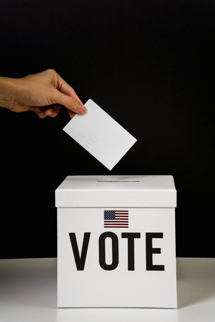 Ballot papers showing election symbols during voting process