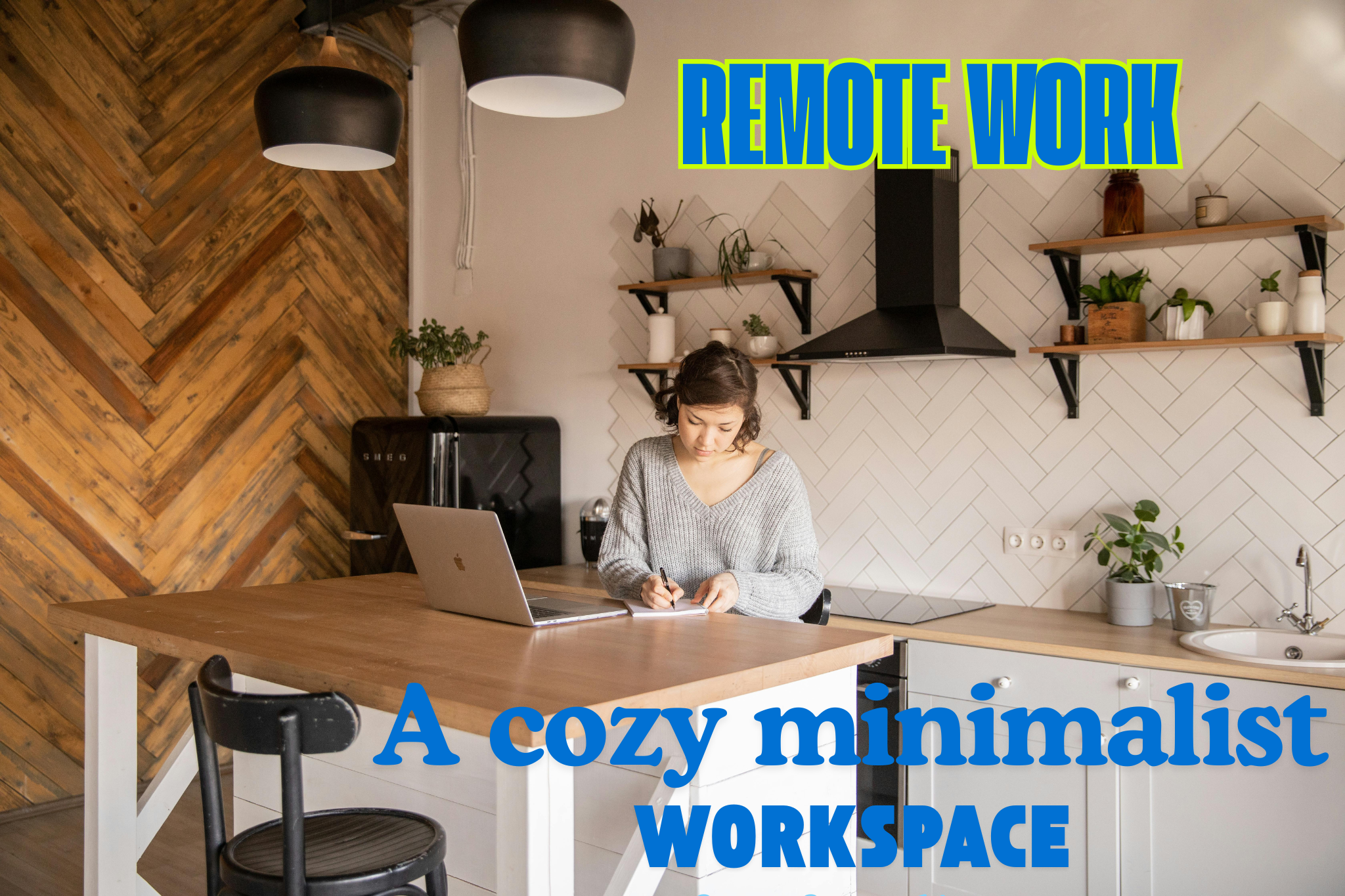 A cozy minimalist workspace with plants and tech gadgets.
