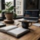 Modern workspace with laptop and smartphone displaying productivity apps
