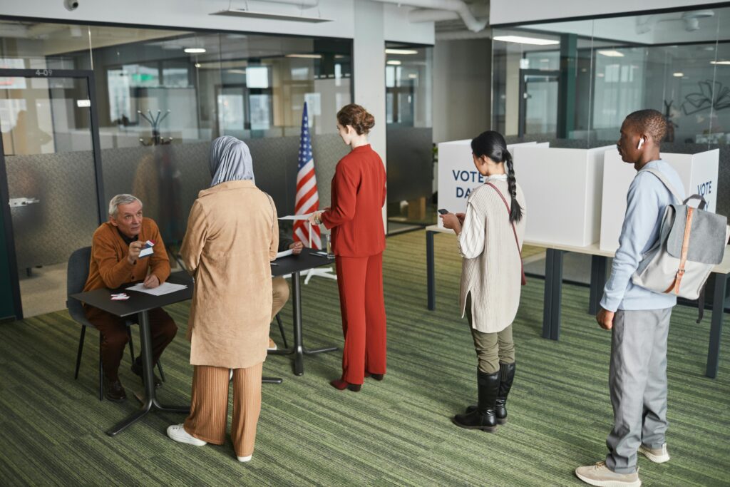 People waiting to vote during democratic elections