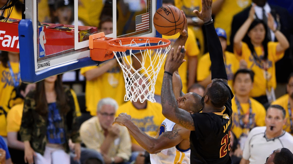 LeBron’s iconic chase-down block on Iguodala.