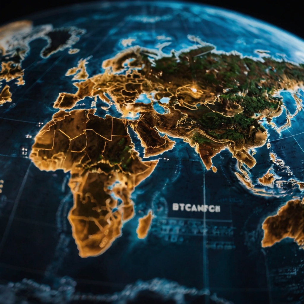 Global cryptocurrency adoption map highlighting Bitcoin and CBDCs