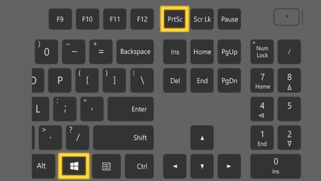 Close-up of a Windows keyboard highlighting the Print Screen key