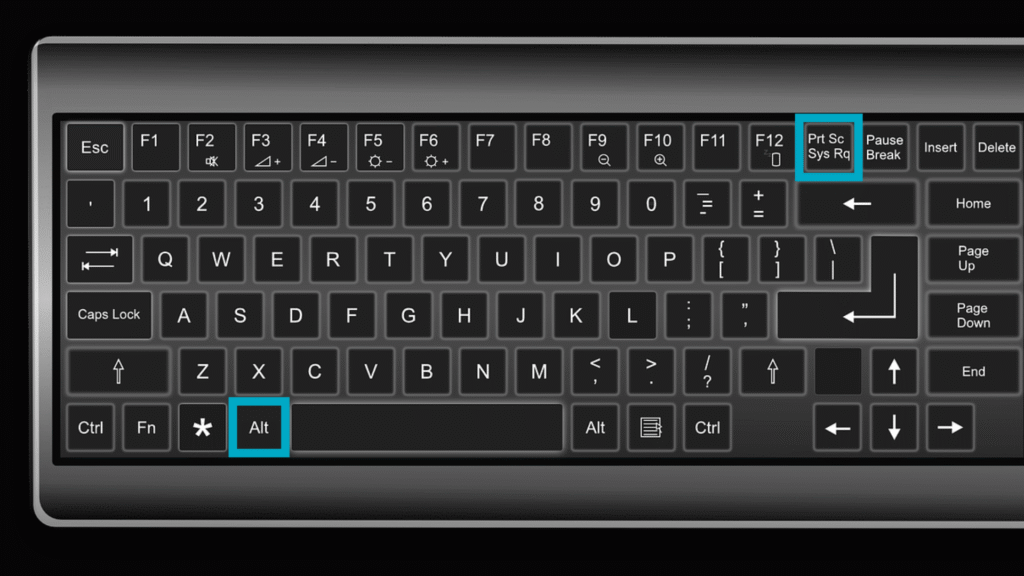 Close-up of a Windows keyboard highlighting the Print Screen key