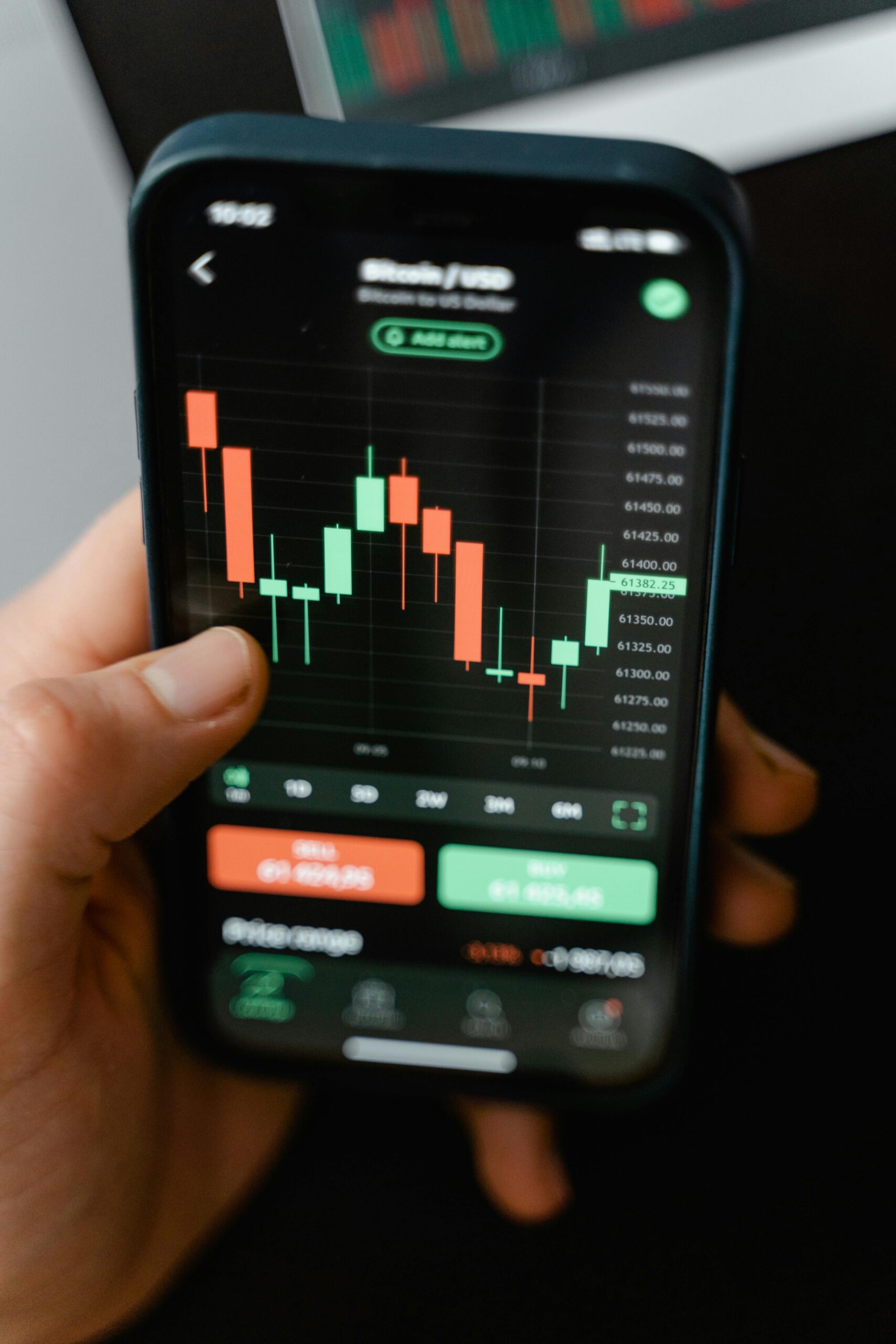 Robo-advisor app showing investment growth chart