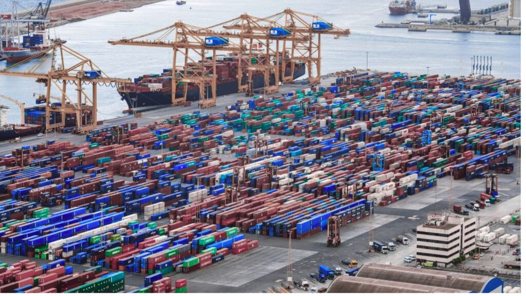 representing global trade logistics.