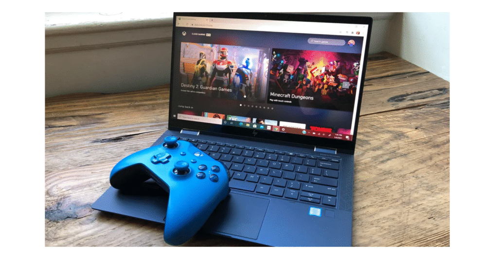 Xbox Cloud Gaming supported devices including laptop, tablet, TV, and phone”