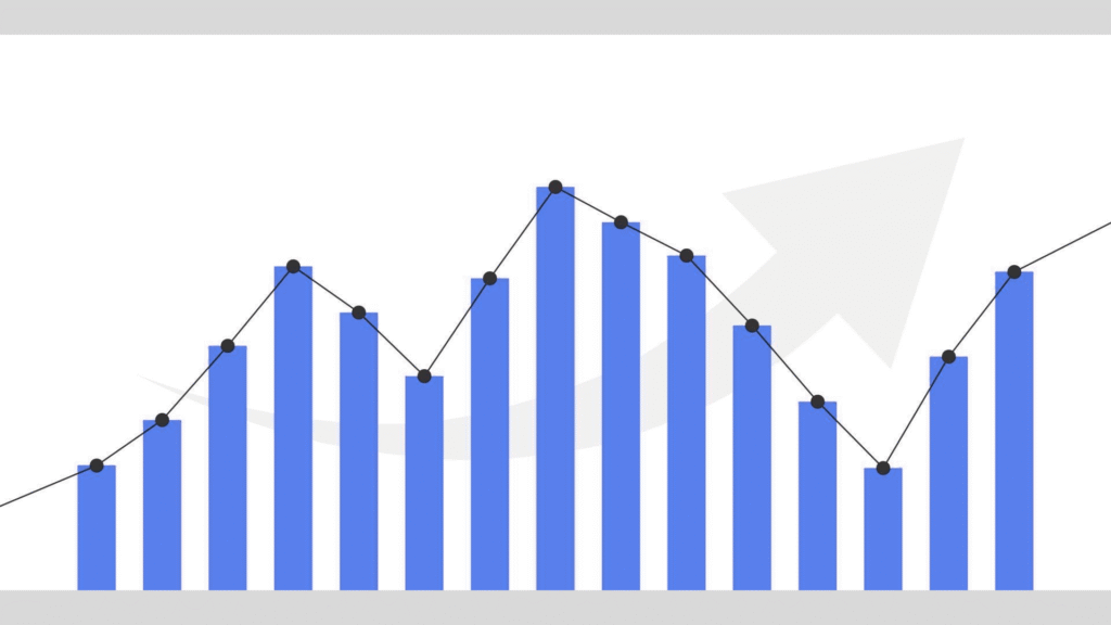Investment and portfolio charts on a digital screen.