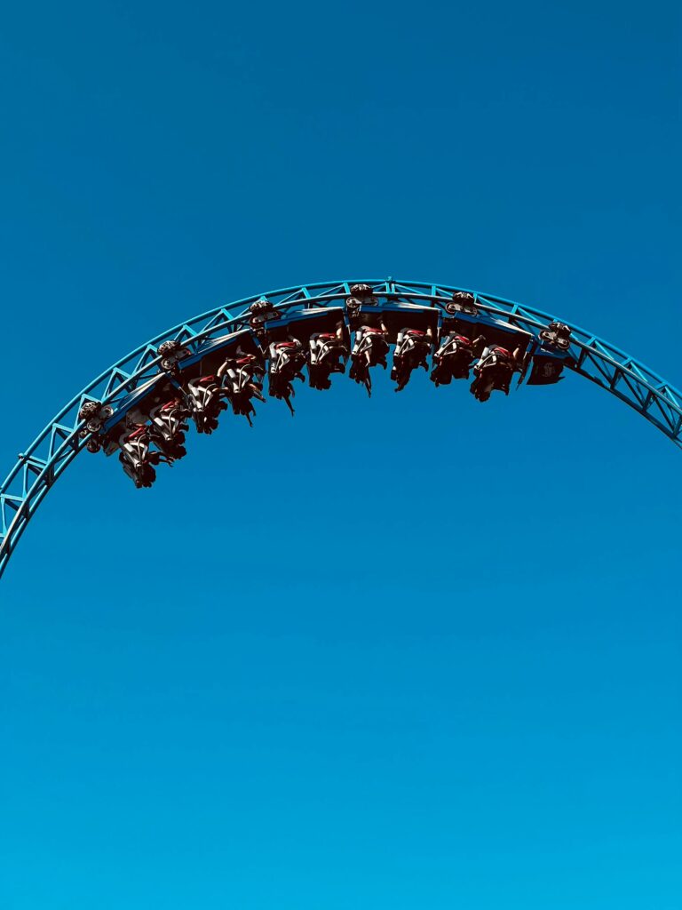 Roller coaster action shot.
