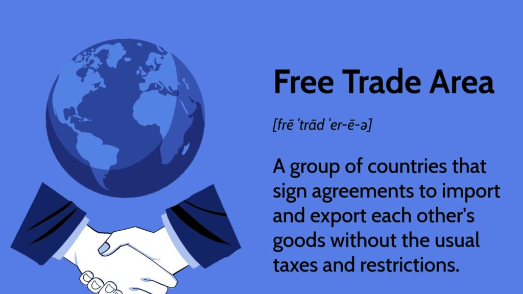 Handshake Across Flags – symbolic of bilateral/multilateral trade deals.
