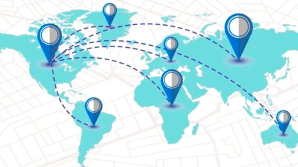showing interconnected trade networks.
