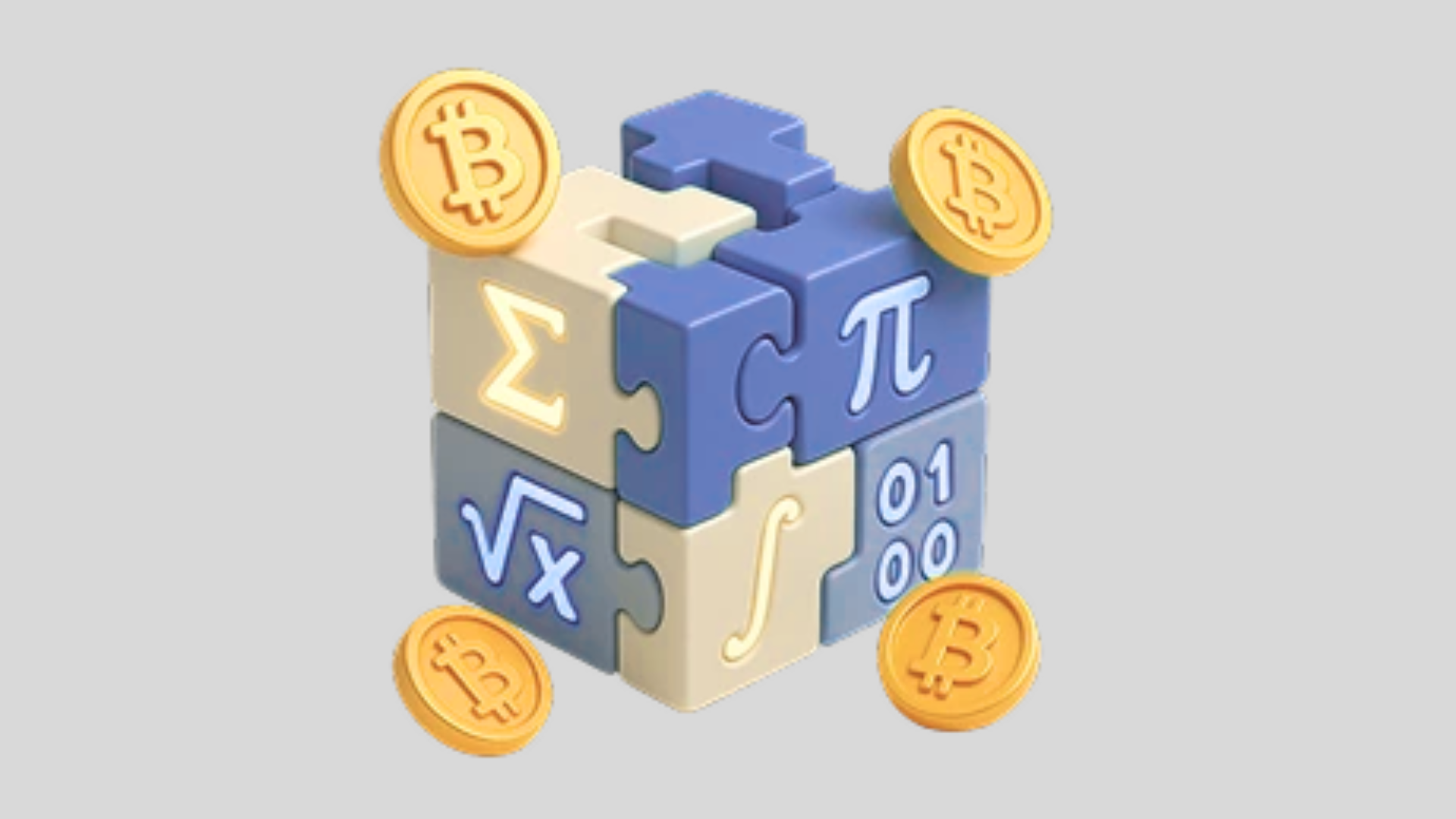 Illustration of miners solving cryptographic puzzles with hash symbols.