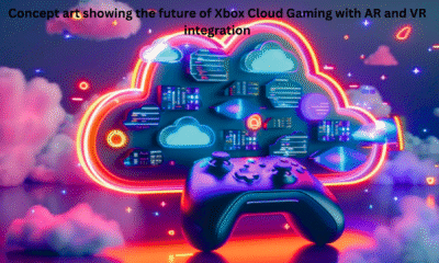 “Concept art showing the future of Xbox Cloud Gaming with AR and VR integration”.