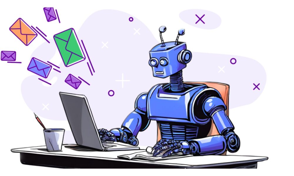 A marketer automating email campaigns with AI and analytics dashboards.