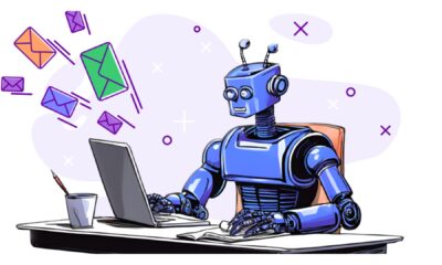 A marketer automating email campaigns with AI and analytics dashboards.