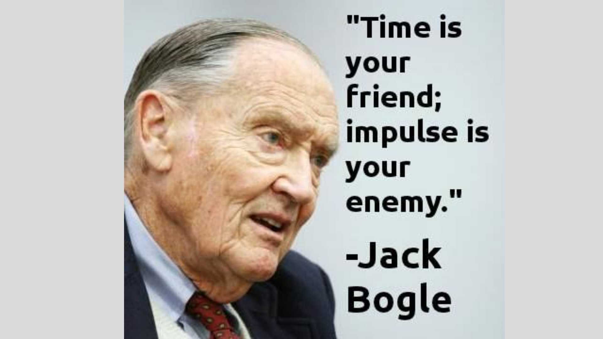 John Bogle portrait with investment quote.