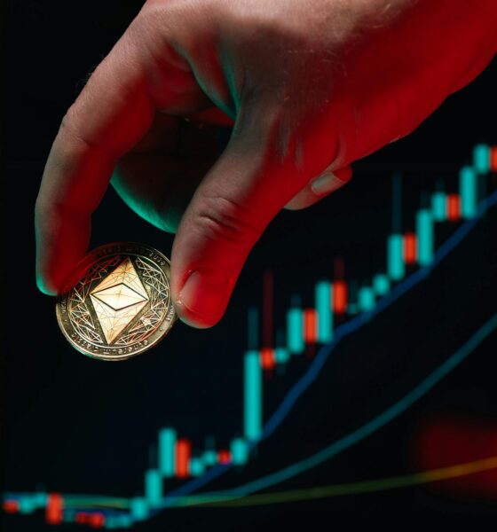 Crypto market crash with falling Bitcoin price chart.