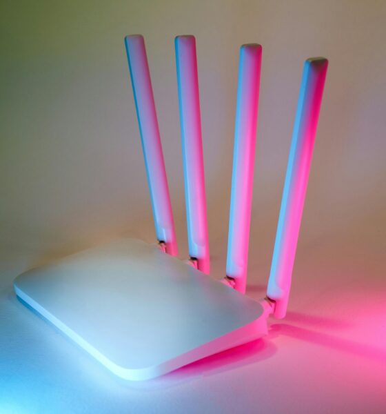 A modern router placed in a home