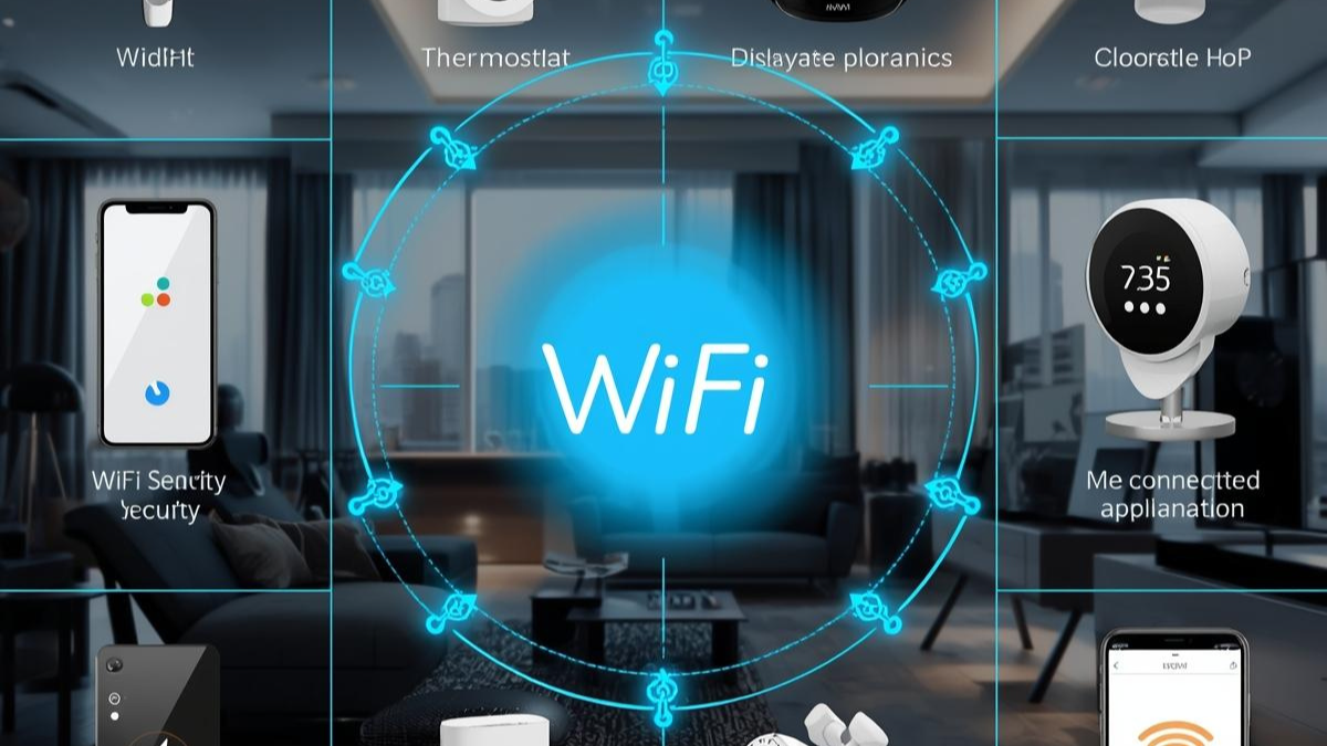 Infineon Wi-Fi 7 IoT tri-radio chip showing Wi-Fi 7, Bluetooth LE 6.0, and Thread connectivity for low-power smart home devices