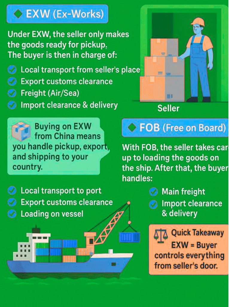 The term EXW stands for Ex Works, which is one of the official Incoterms (International Commercial Terms) used in global trade.