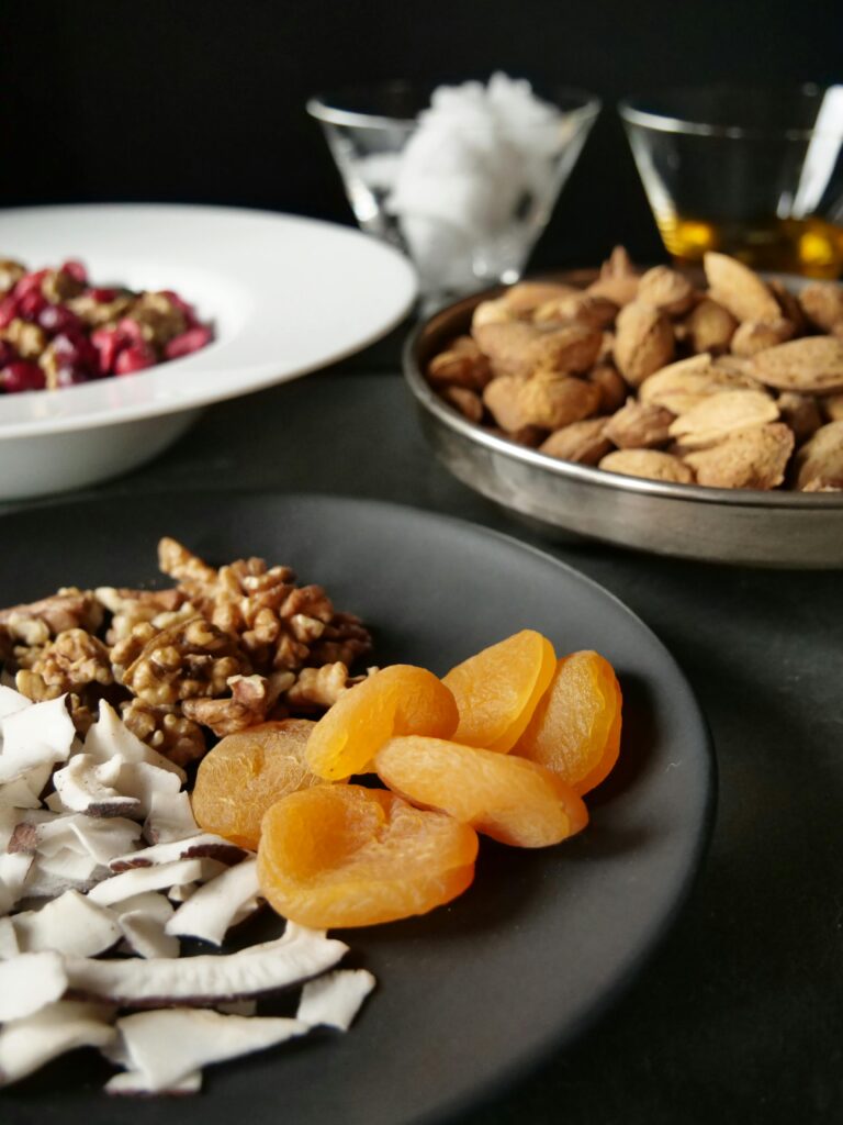 Trail mix with walnuts and dried fruits