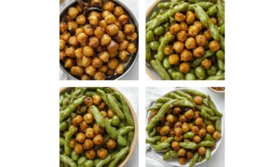 Roasted chickpeas and edamame healthy vegan snack