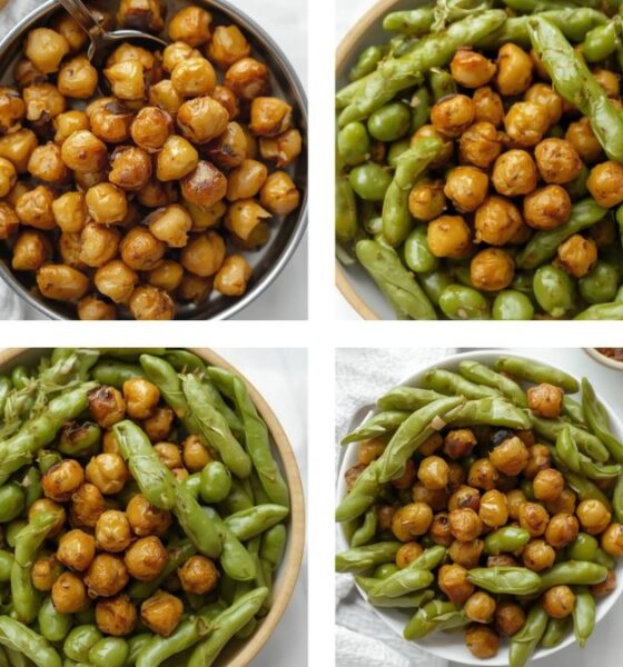 Roasted chickpeas and edamame healthy vegan snack