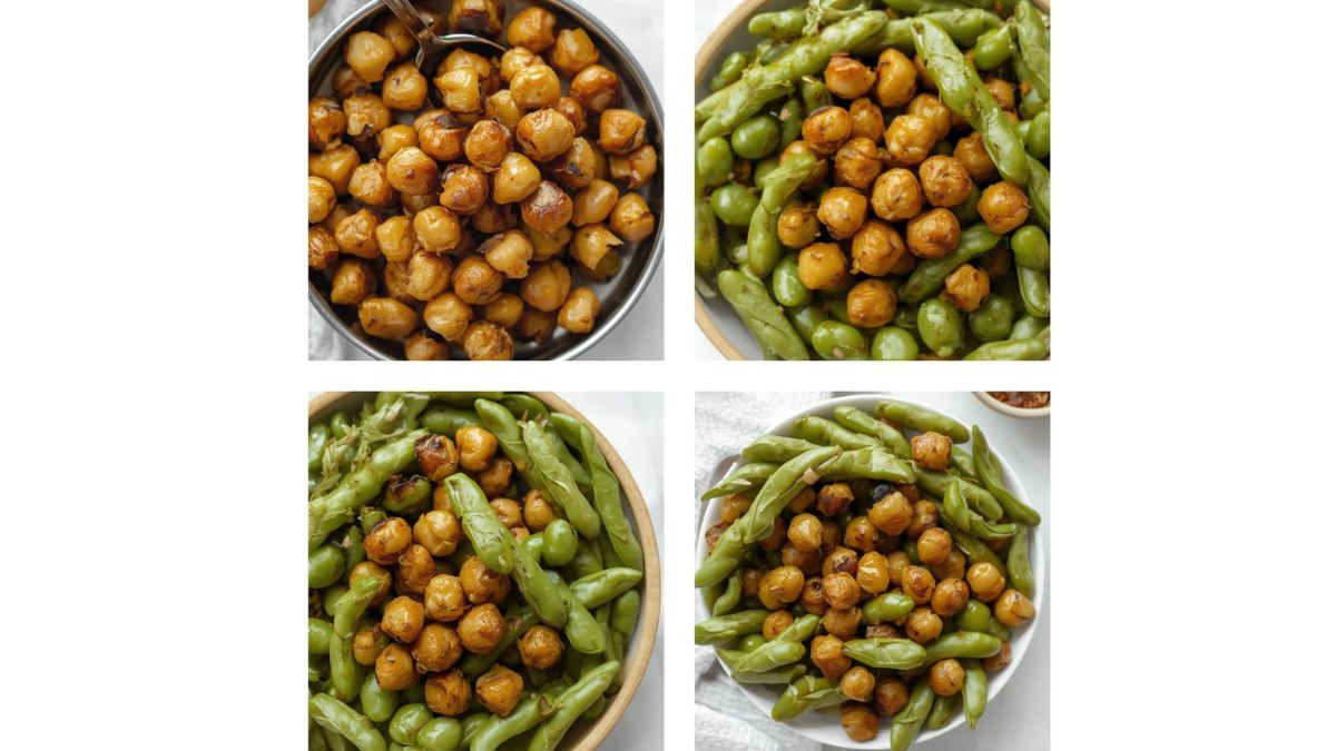 Roasted chickpeas and edamame healthy vegan snack